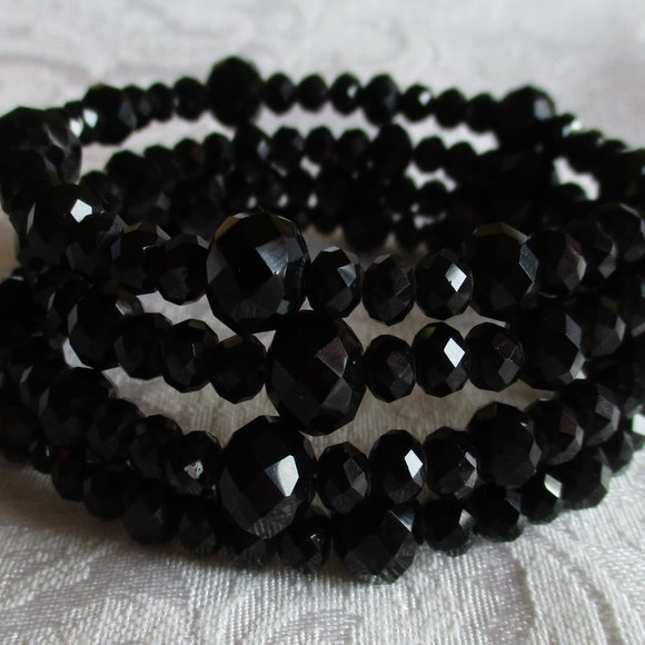 BLACK SHINY SPARKLE BRACELET (BEADED) – NWOT - Picture 13 of 15